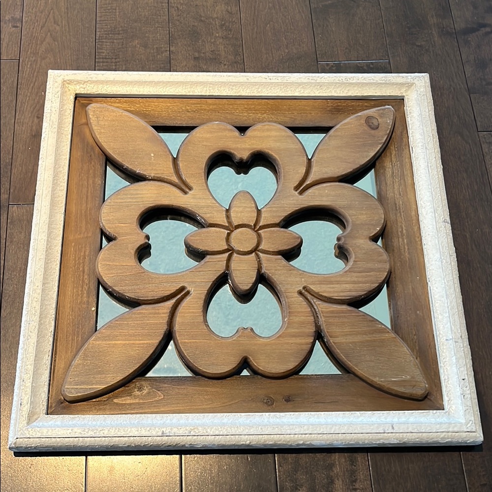 Pier1 Wooden Floral Wall Art with Mirror